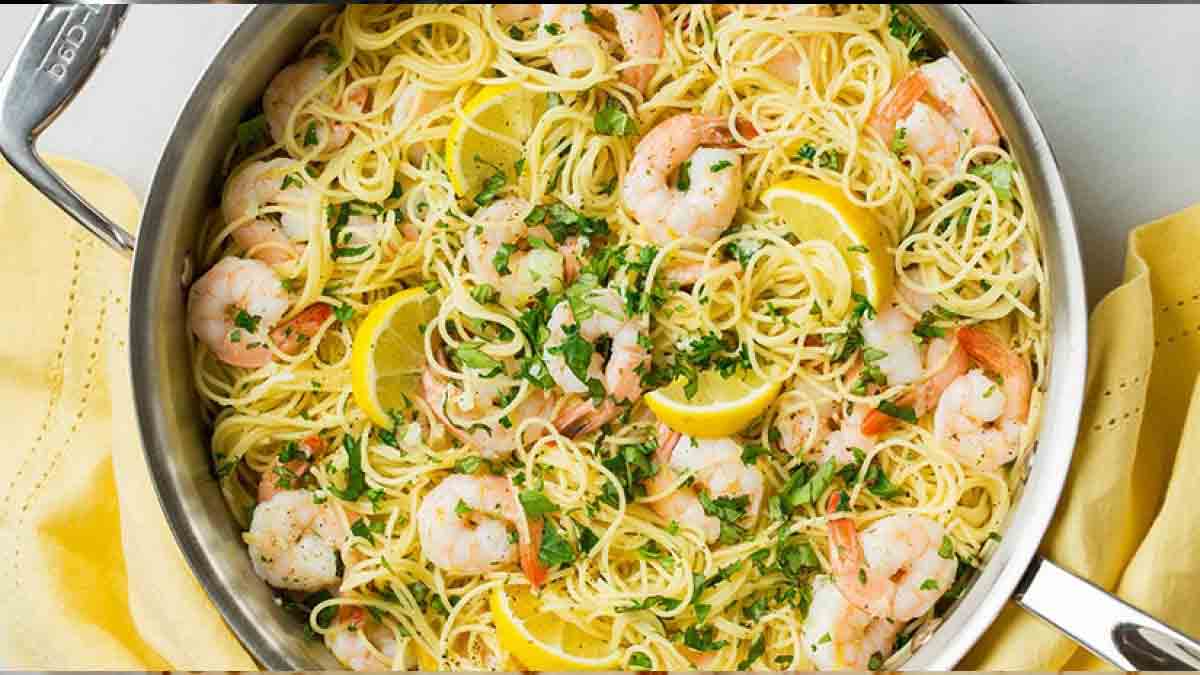 spaghettis citron-crevettes