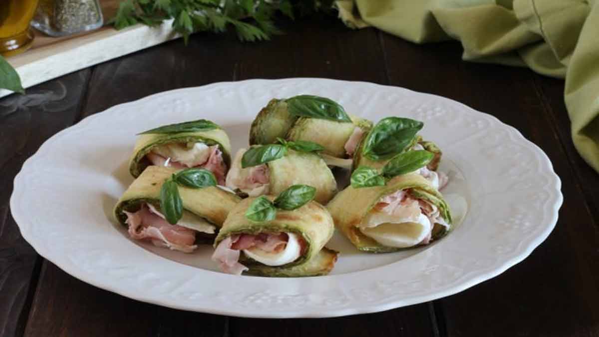 Rouleaux de courgettes farcies au jambon et mozzarella