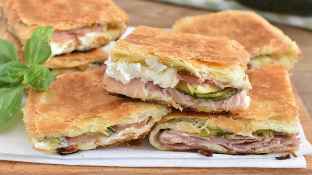 Feuilletés aux courgettes jambon et fromage frais