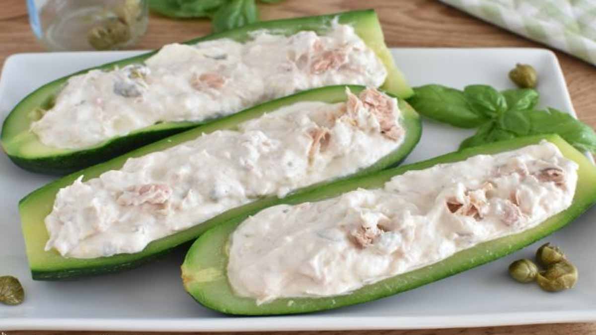 Rafraichissantes courgettes farcies à la crème de thon