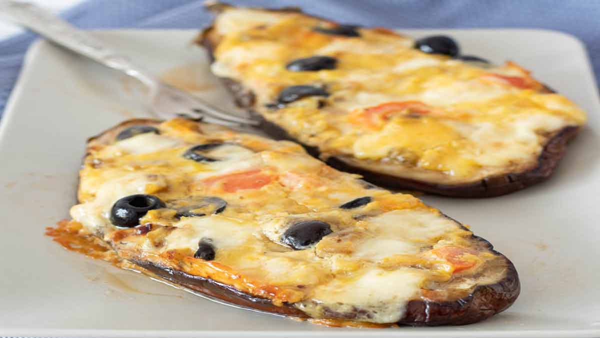 aubergines à la farce de fromage et olives