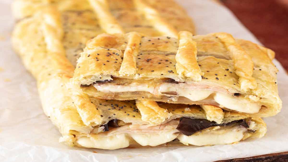 feuilleté au jambon cuit et aubergine