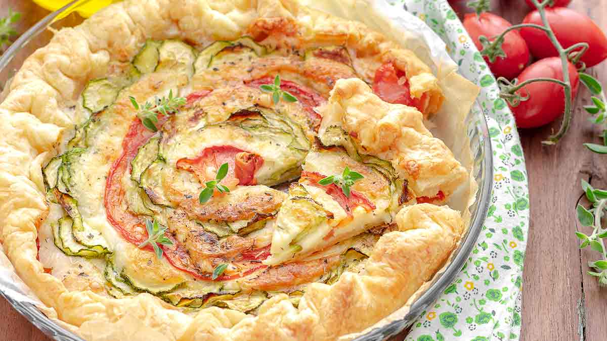 tarte aux courgettes aux tomates et au fromage