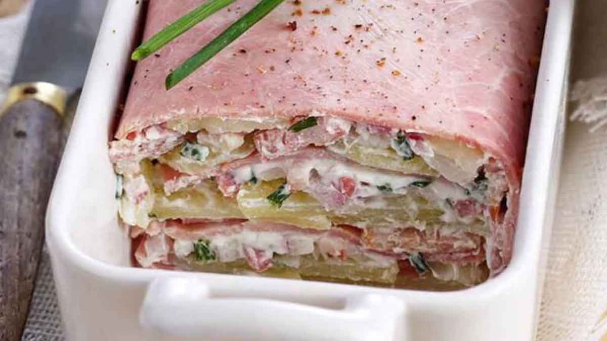 Terrine de jambon au chèvre et pomme de terre