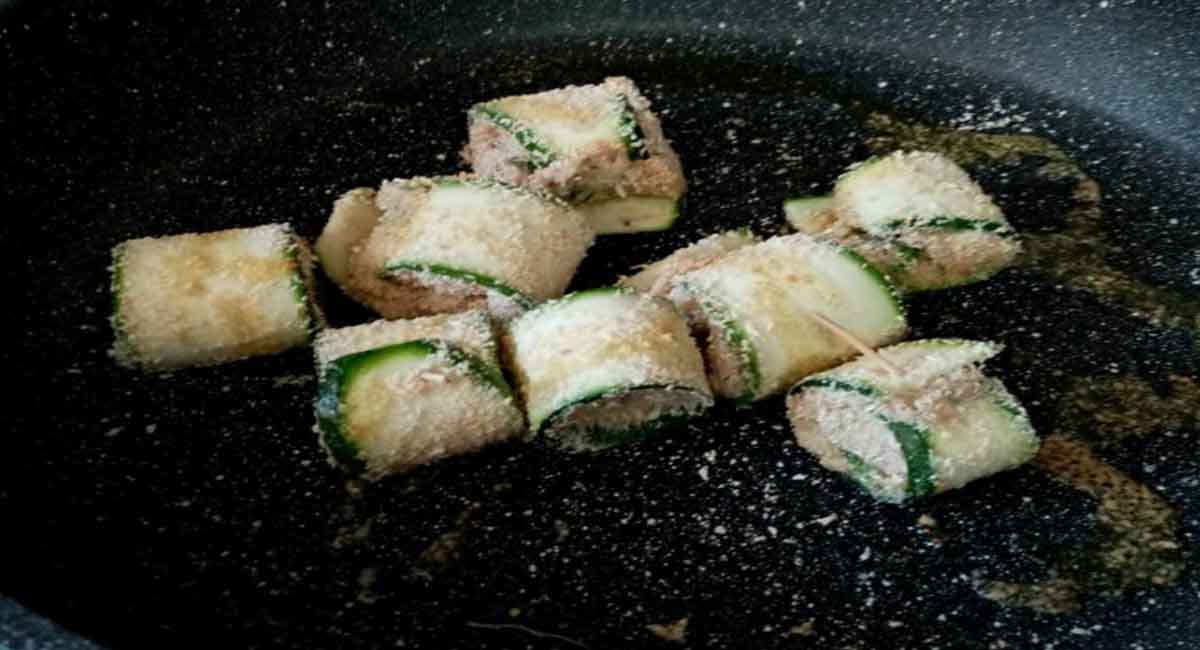 rouleaux de courgettes gratinés