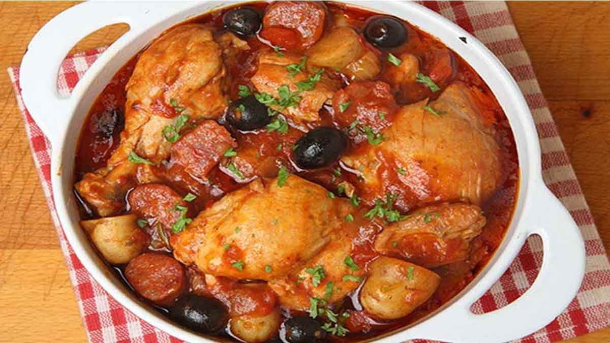 Plat de poulet sauté au chorizo