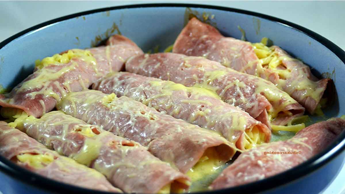 Roulés de jambon au spaghetti