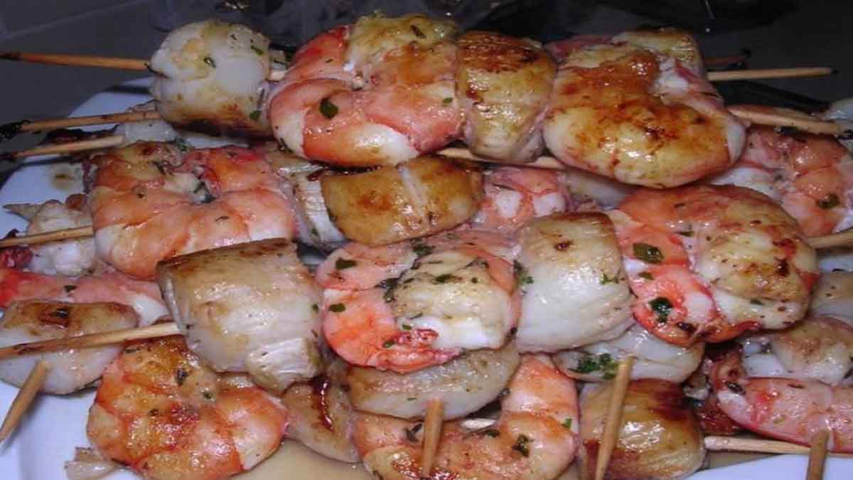 Brochettes de St Jacques et gambas