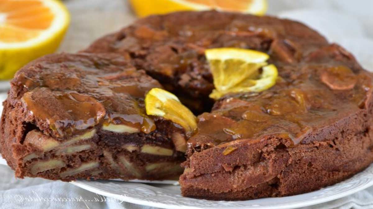 Gâteau aux pommes et au chocolat aux noisettes