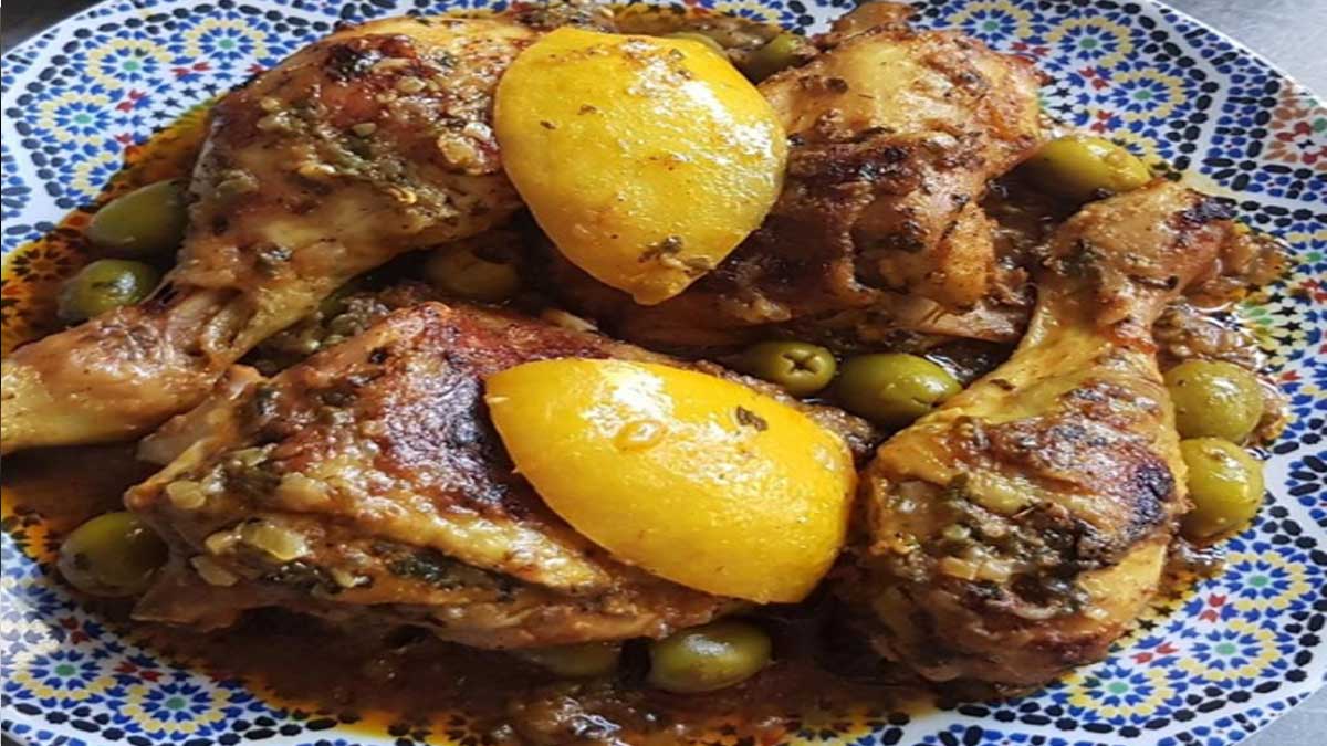 Tajine de poulet aux olives et citron confit