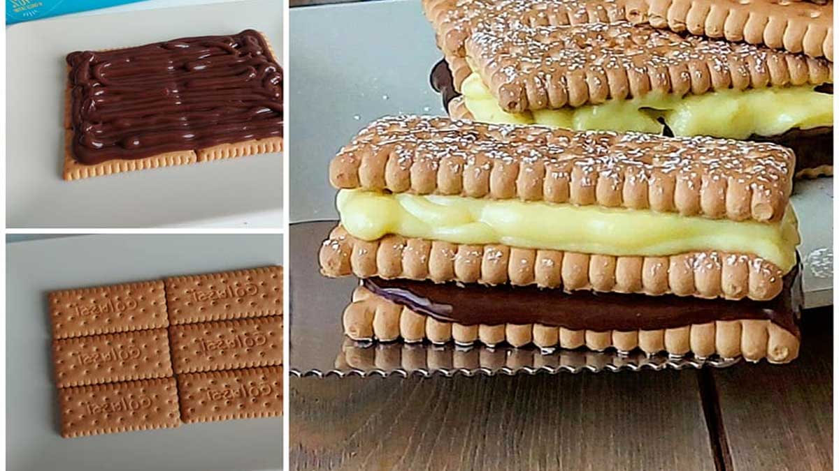 Gâteau aux biscuits secs et crème au chocolat