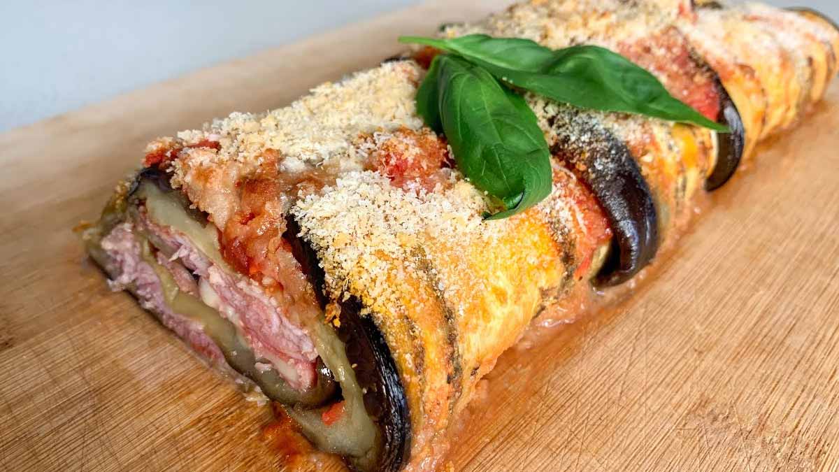 Le rouleau d'aubergines farcies