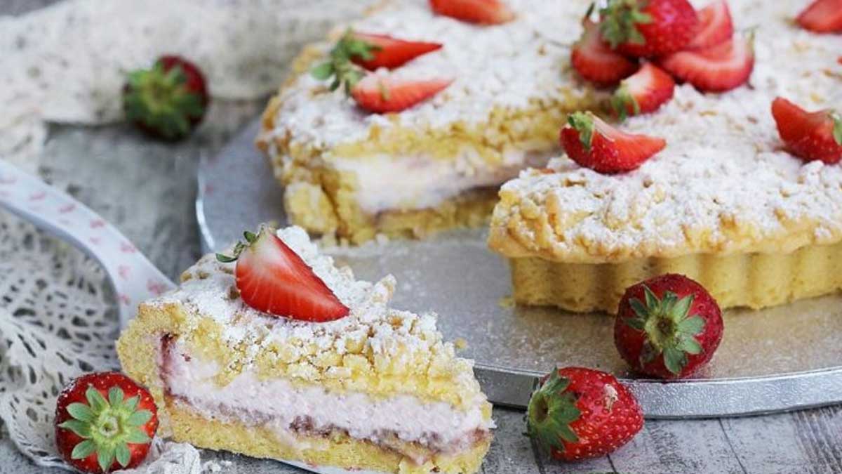 Gâteau crumble aux fraises et ricotta