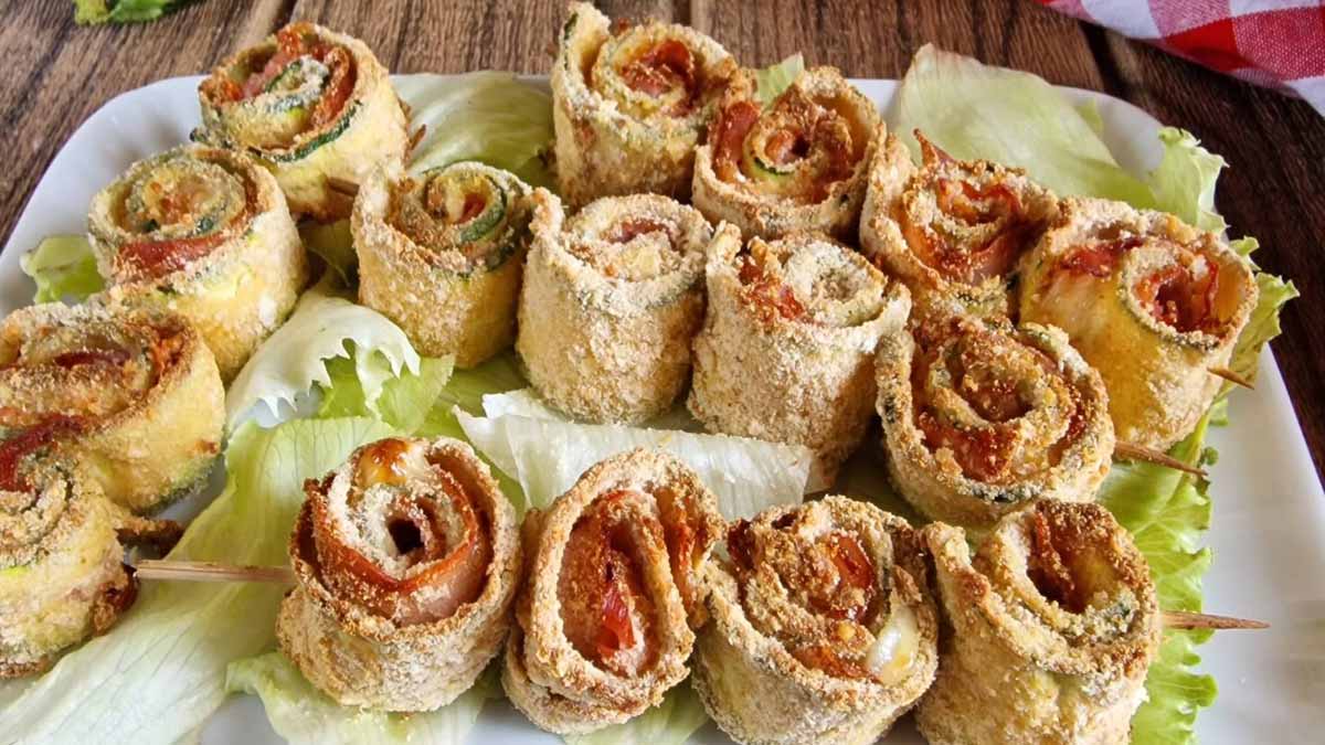 Rouleaux de courgette à la friteuse à air