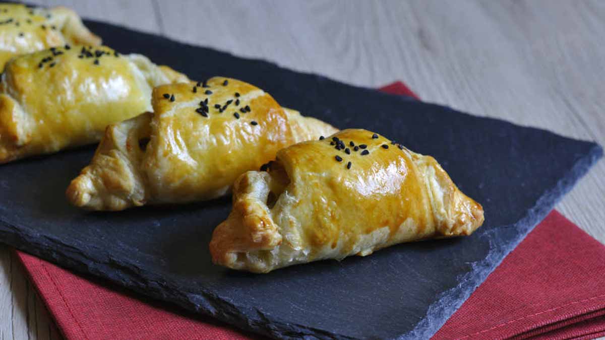 Croissants feuilletés aux aubergines et jambon