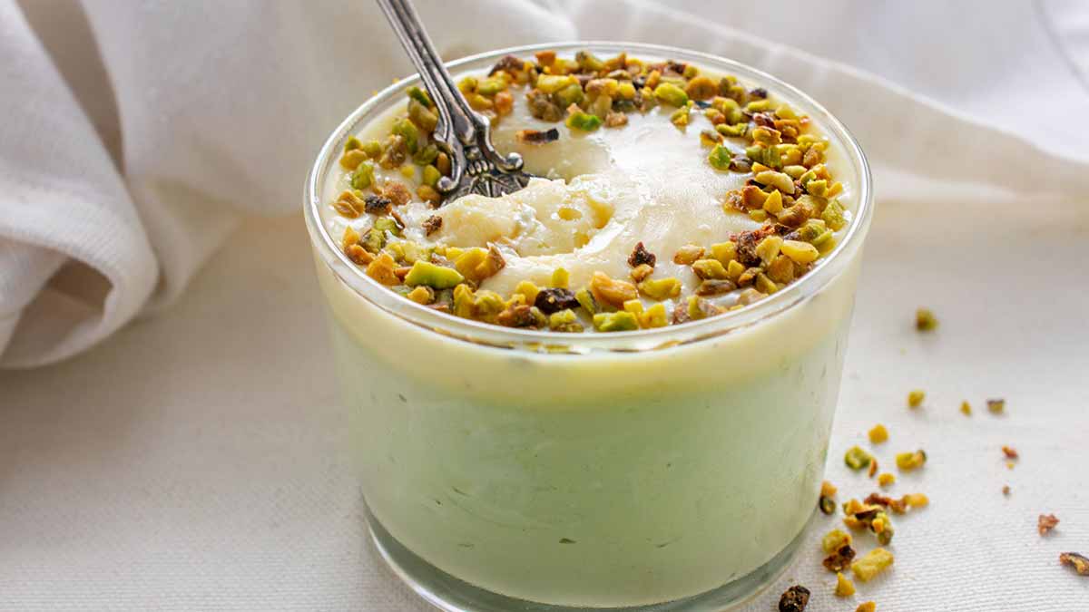 mousse à la pistache et chocolat blanc