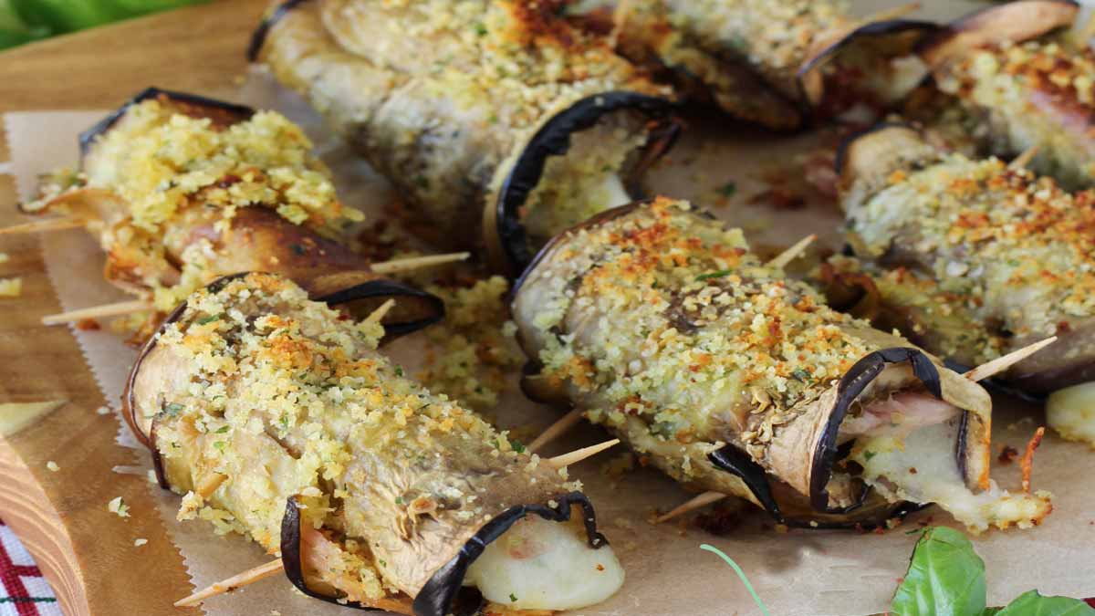 rouleaux d’aubergines au four ou à la friteuse