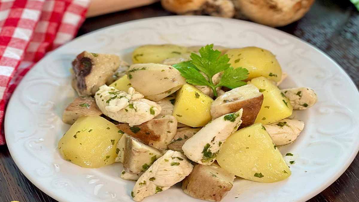 Recette de poulet aux champignons et pommes de terre