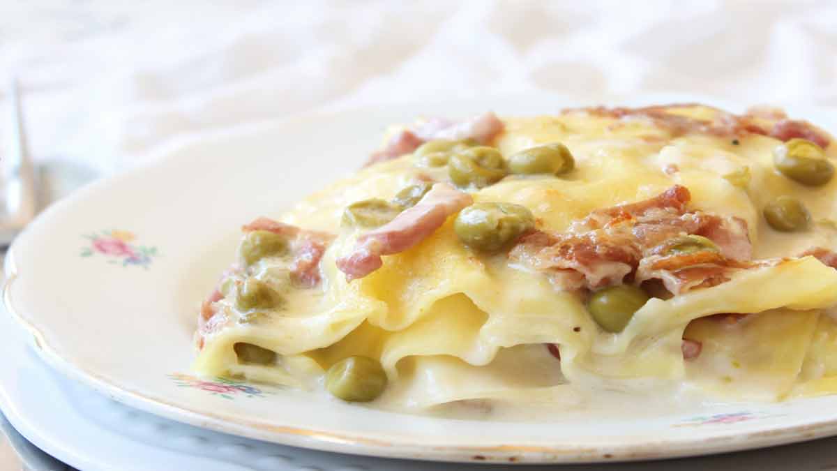 La recette de la lasagne au bacon et aux petits pois