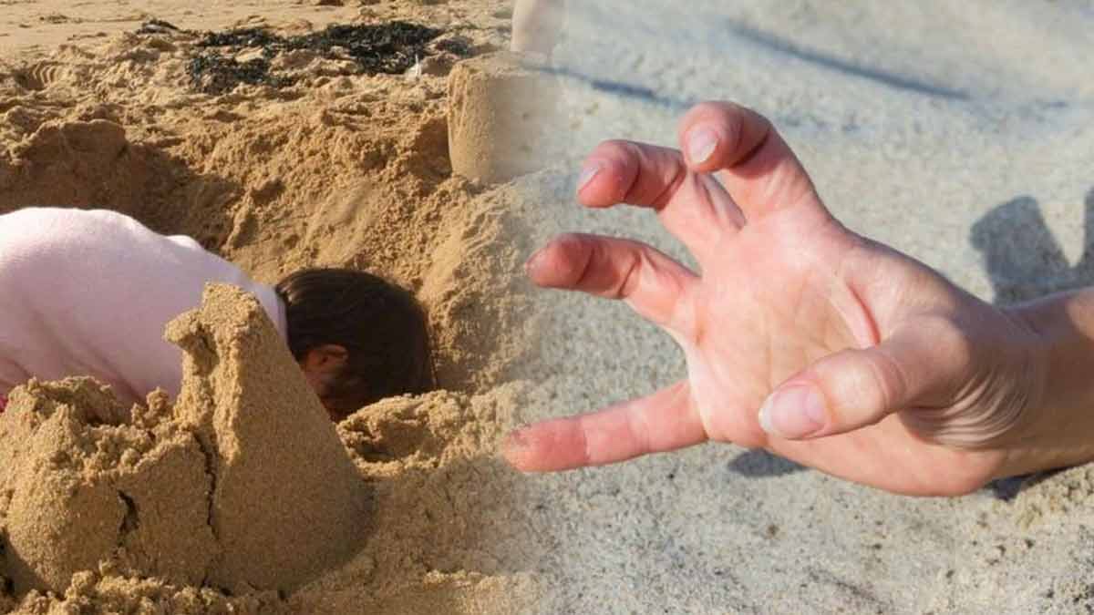 Les débuts joyeux d'un tunnel de sable d’un enfant sur la plage cachent une suite déchirante et bouleversante